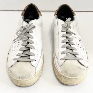 Woman’s P448 SIZE Size 38 ) SNEAKER White with Animal Print Suede Front Toe